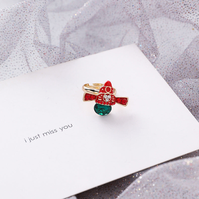 Womens Alloy Ethnic Style Ring With Artificial Gems Inlay Cartoon Character Electroplated Jewelry Gift For Her