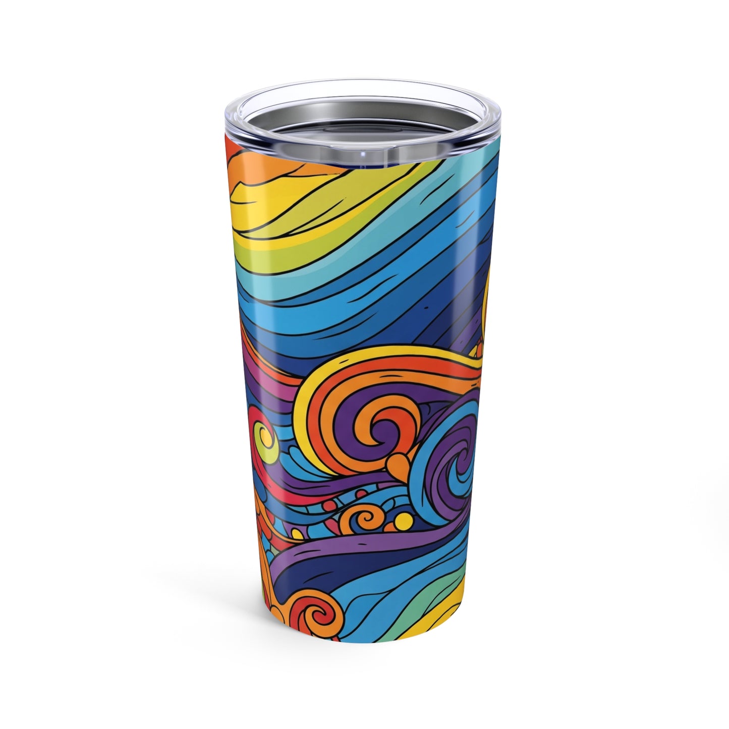 20oz Metal Coffee Cup With Vibrant Printed Art Vacuum Insulated Leak Proof Travel Mug Stainless Steel Dishwasher
