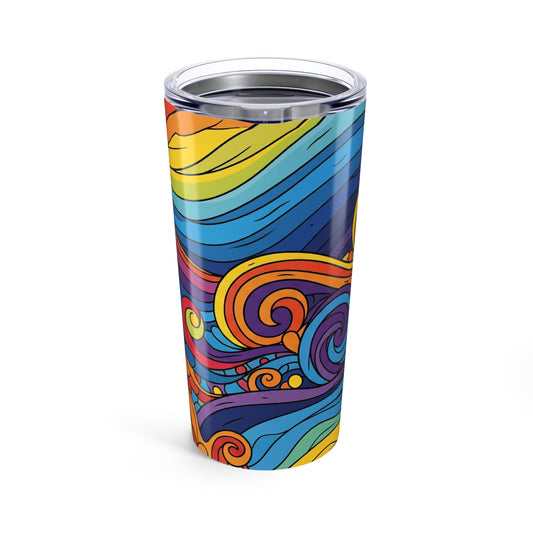20oz Metal Coffee Cup With Vibrant Printed Art Vacuum Insulated Leak Proof Travel Mug Stainless Steel Dishwasher