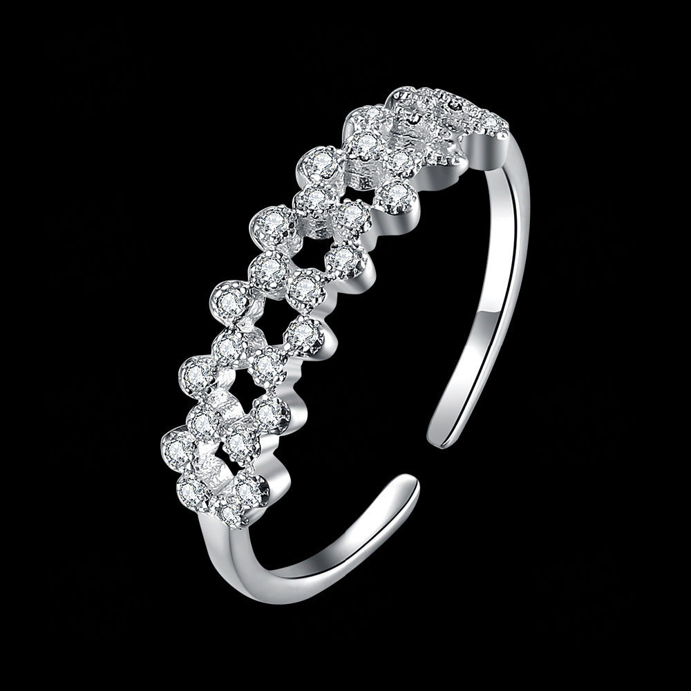 Unisex Silver Ring with Zircon Inlay European Geometric Design Fashion Ring for Women and Men Fine Jewelry Ring Individually Packed