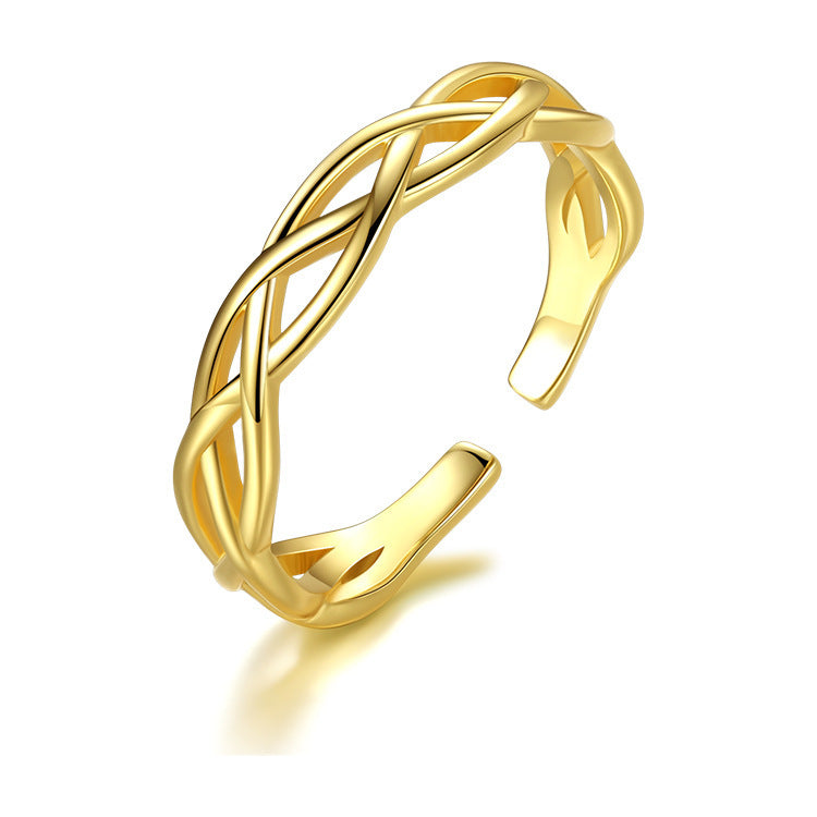 Sterling Silver Braided Twist Opening Ring For Women Adjustable Fit Lightweight Everyday Wear Fashion Item Now