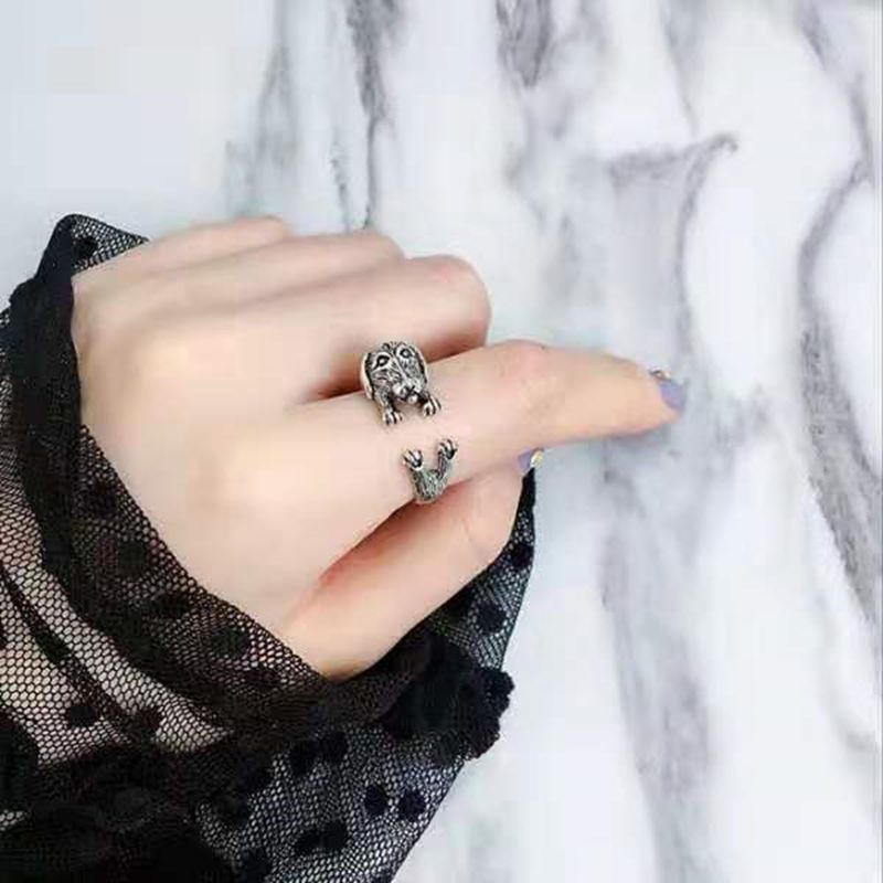 Vintage Distressed Plain Silver Ring Adjustable Animal Zodiac Design for Unisex Fashion Jewelry Statement Accessory