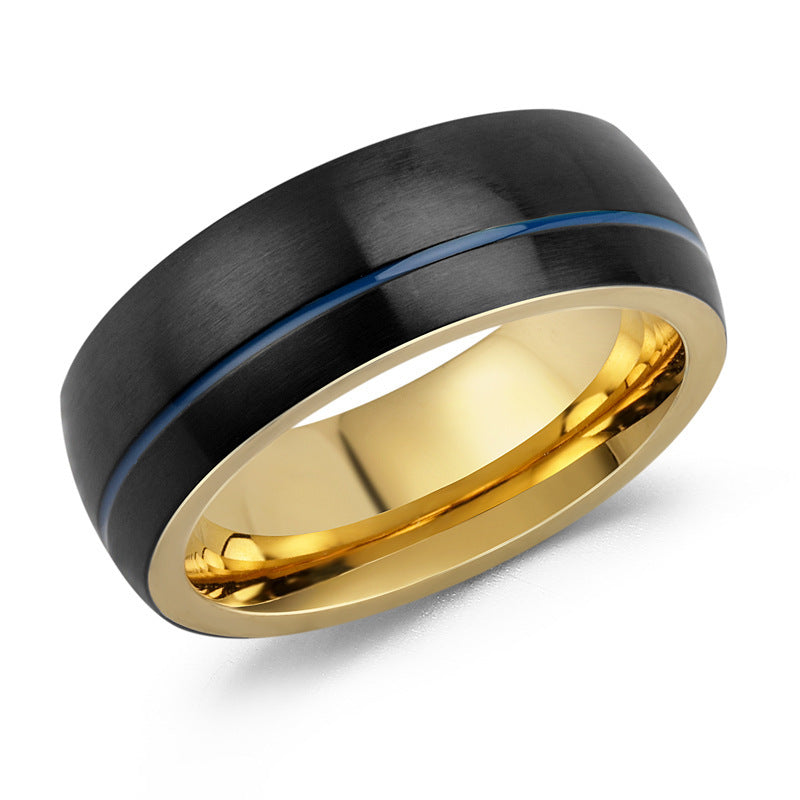 Mens Titanium Steel Ring Stainless Steel Jewelry Black Black Gold Blue Gold Finish Ring Sizes 8 9 10 11Fashion