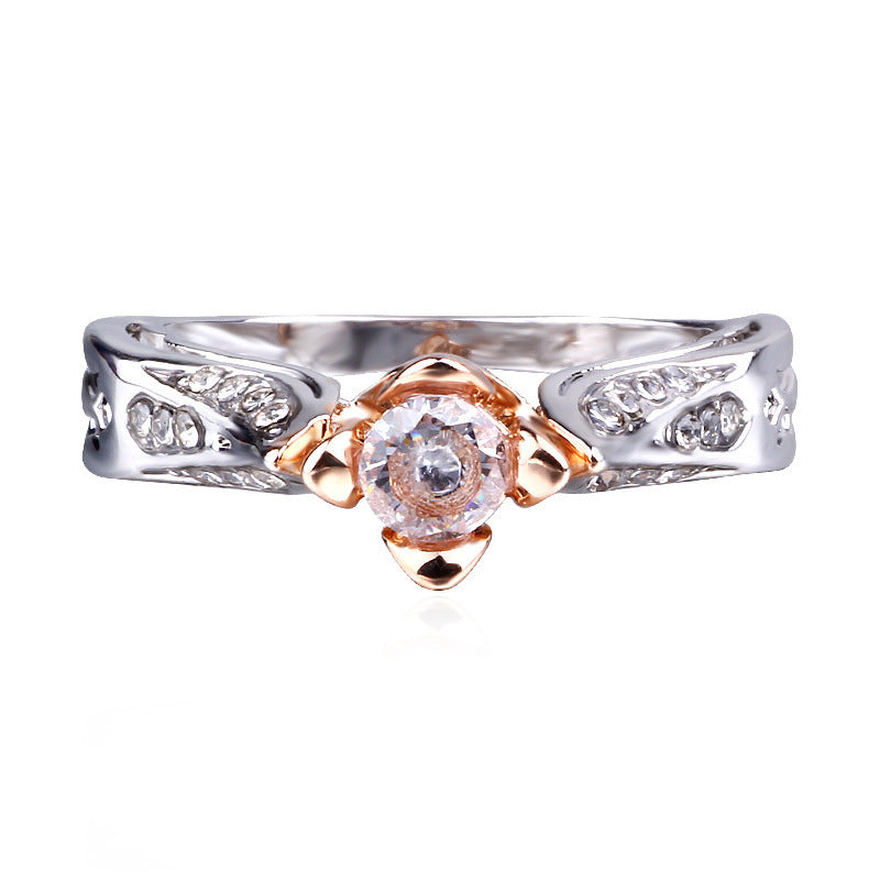 Womens Copper Ring Rose Flower Design Electroplated Finish Ring for Weddings and Special Occasions Europe and America