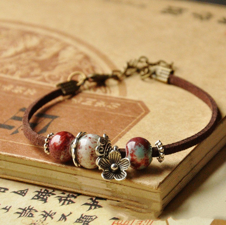 Women Geometric Ceramic Bead Bracelet Handmade Jewelry Gift