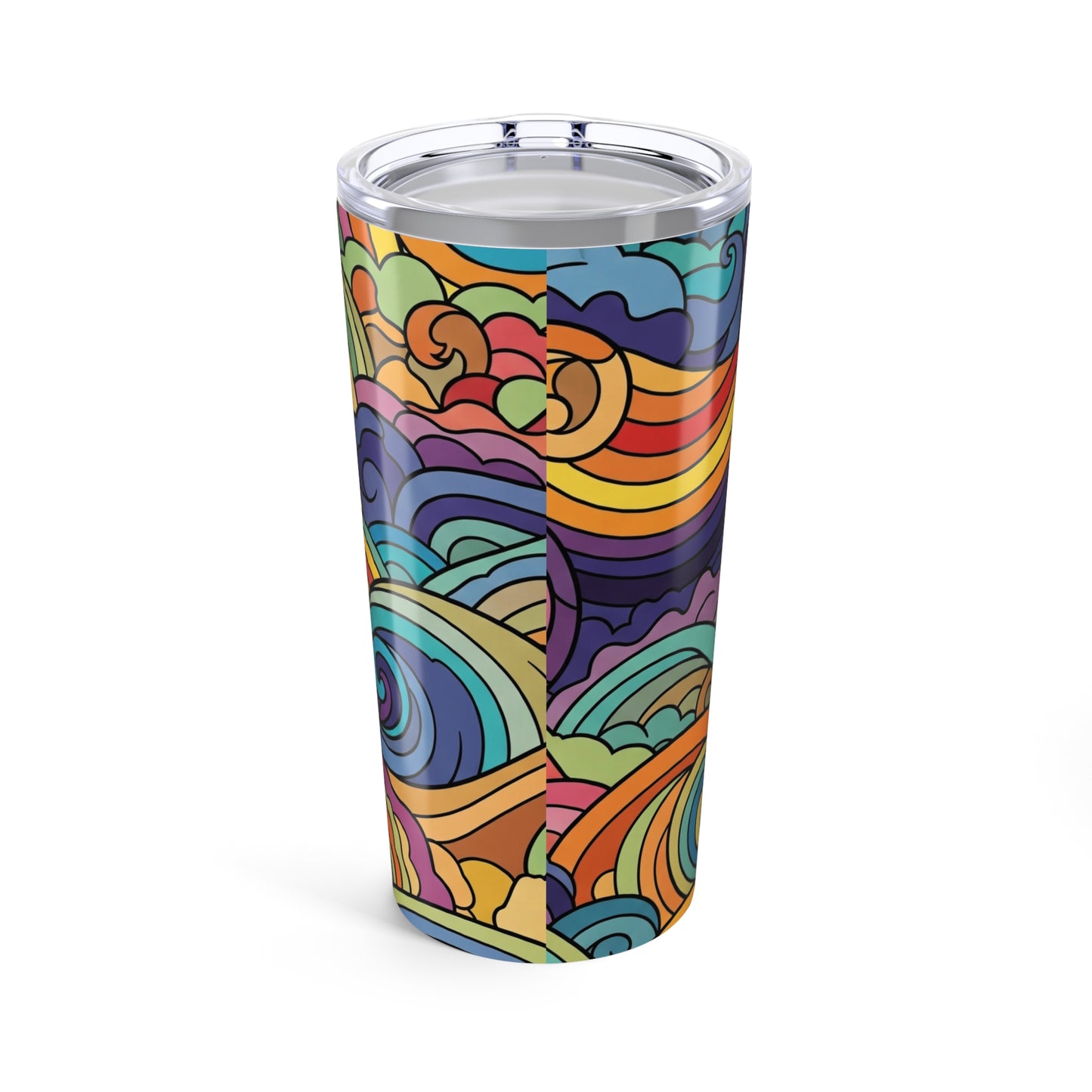 20 Oz Stainless Steel Tumbler With Vacuum Insulation Double Wall Spill Resistant Printed Design For Hot Or Cold