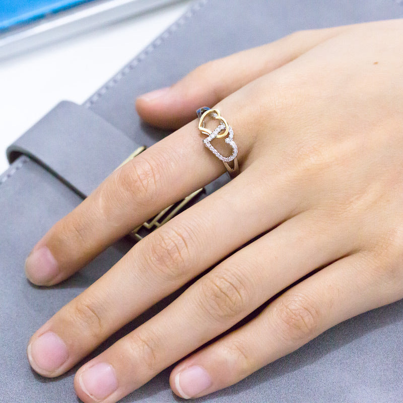 Womens Elegant Heart Shape Ring Plated Metal Inlay Gemstone Jewelry For Everyday Occasions Long Lasting Luster