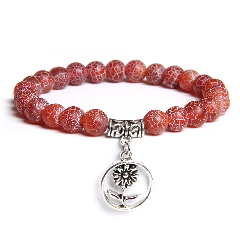 Unisex Agate Stone Bracelet Weathered Finish Floral Design Individually Packed For Personal Use Or Thoughtful Gift