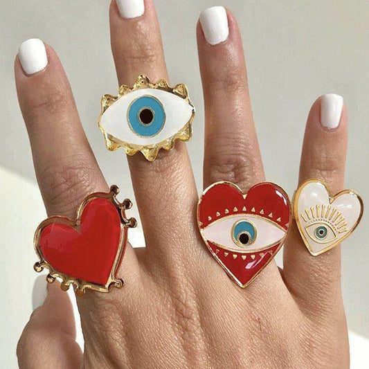 Adjustable Alloy Ring Devils Eye Lip Design Plated Finish European American Fashion Ring Women Girls Jewellery