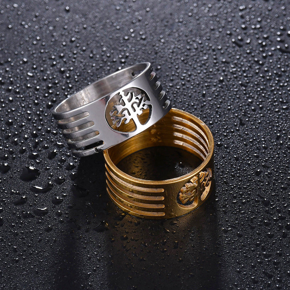 Stainless Steel Ring Hollow Wish Tree Constellation Ring European Design Gift As Employee Benefits Gift Metal Ring