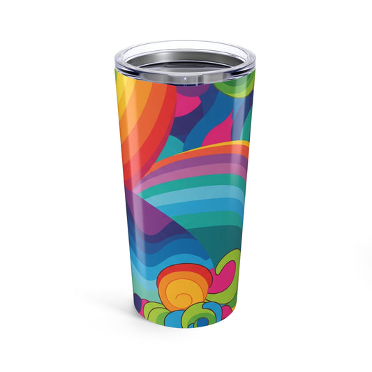 20 Oz Stainless Steel Tumbler With Printed Design Double Wall Vacuum Insulation Spill Resistant Travel Mug Hot Or