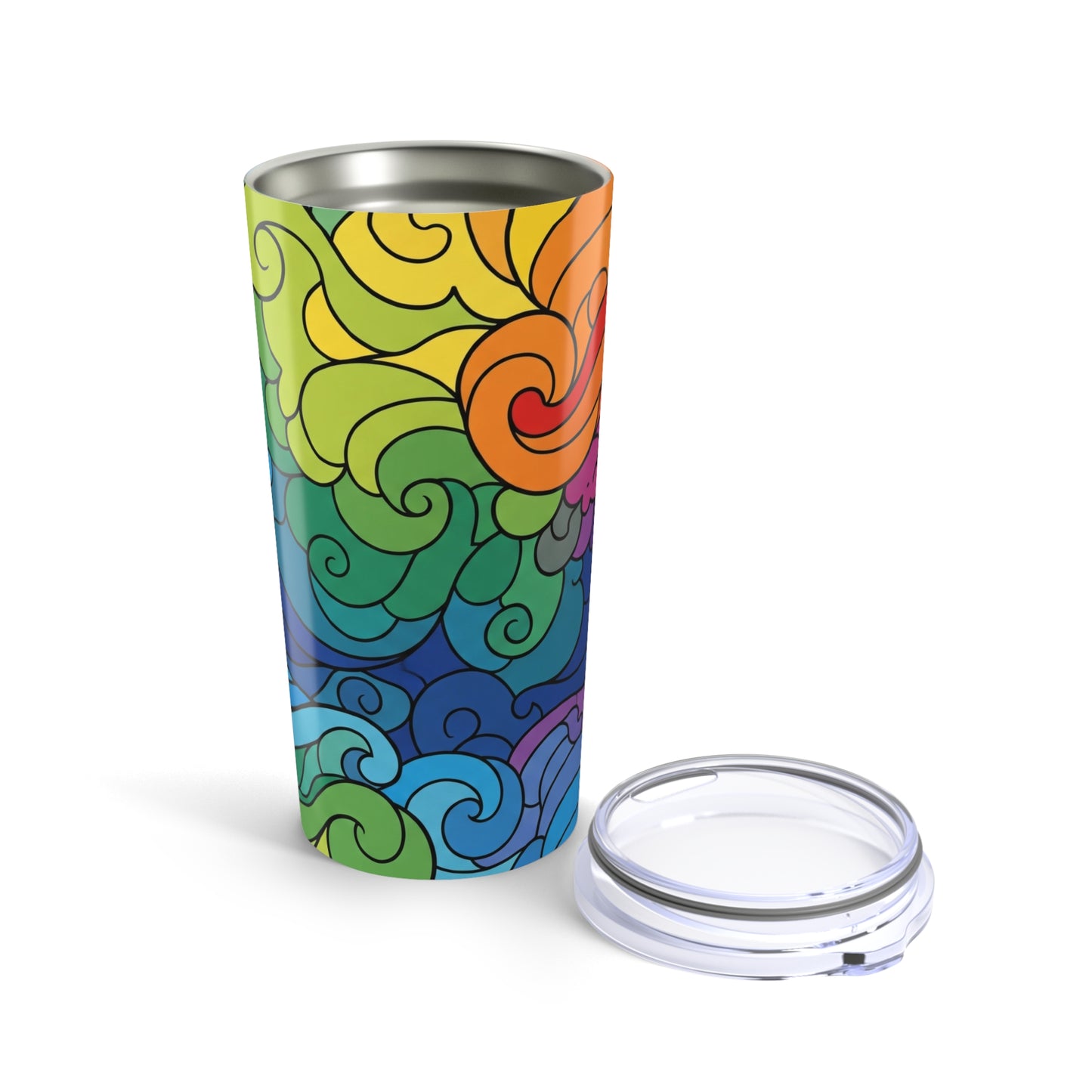 20 Oz Printed Stainless Steel Tumbler With Double Wall Vacuum Insulation Spill Proof Lid For Hot And Cold Drinks