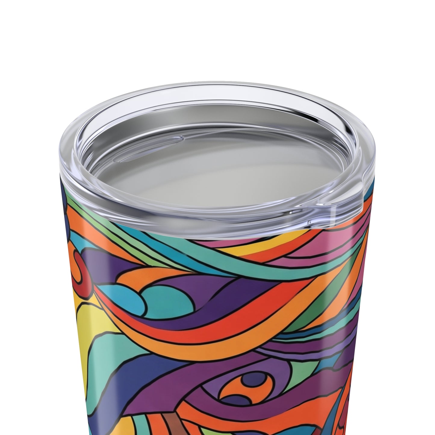 20 Oz Insulated Stainless Steel Travel Tumbler With Printed Artistic Design Leak Proof Lid For Hot And Cold Drinks
