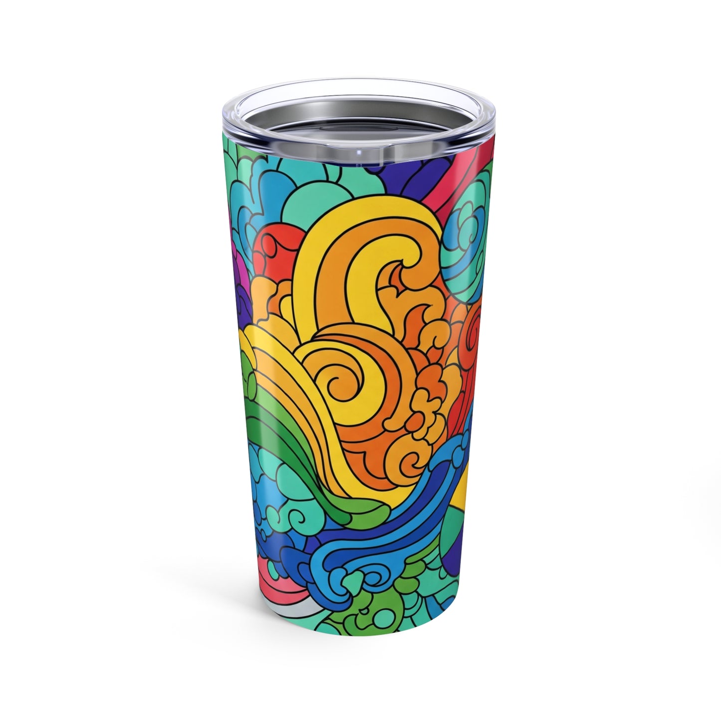 20oz Stainless Steel Tumbler With Printed Design Double Wall Vacuum Insulated Spill Resistant Durable Travel Mug