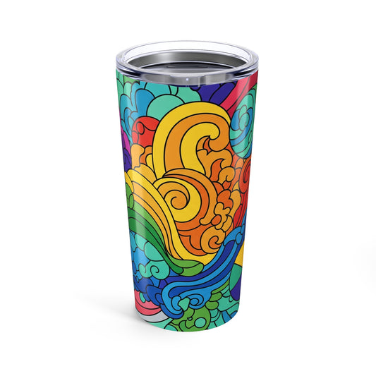 20oz Stainless Steel Tumbler With Printed Design Double Wall Vacuum Insulated Spill Resistant Durable Travel Mug