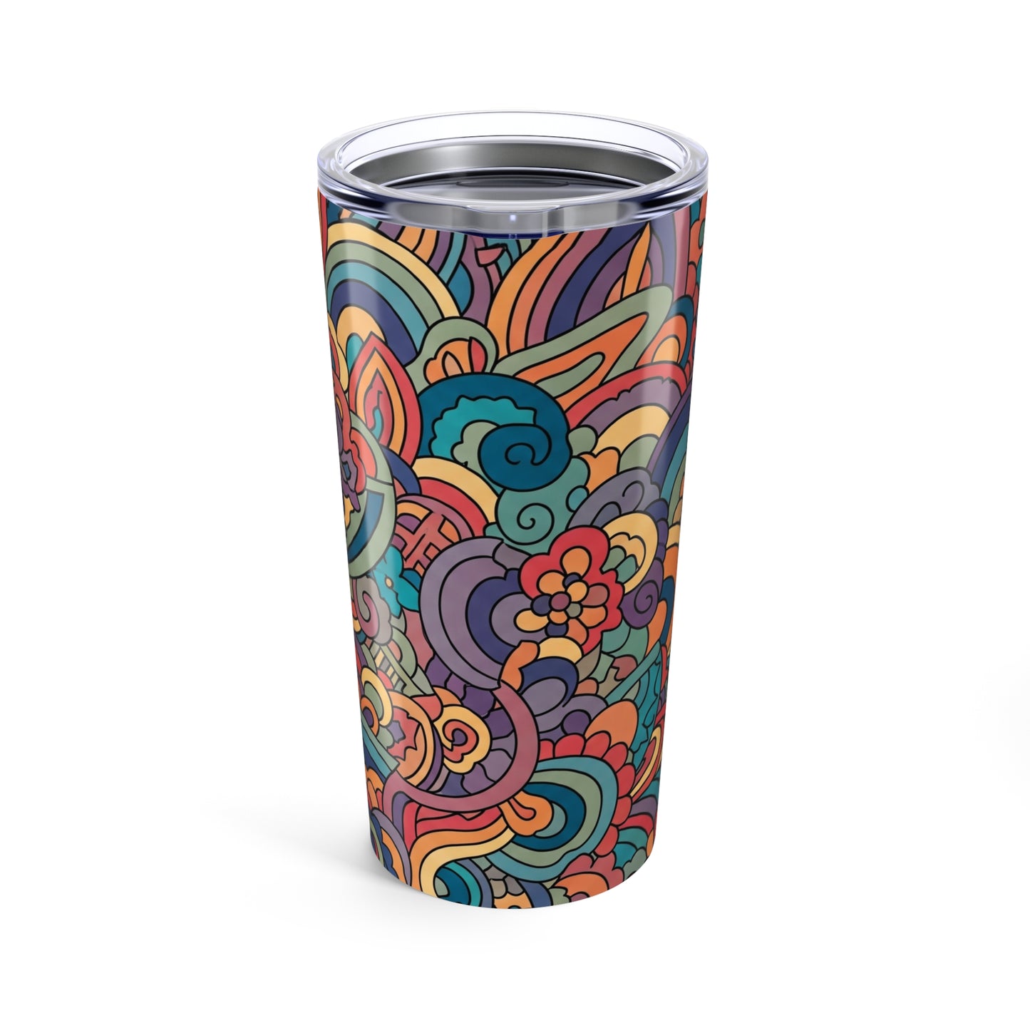 20 Oz Metal Tumbler With Printed Design Double Wall Vacuum Insulated Leak Proof Thermal Travel Coffee Mug For
