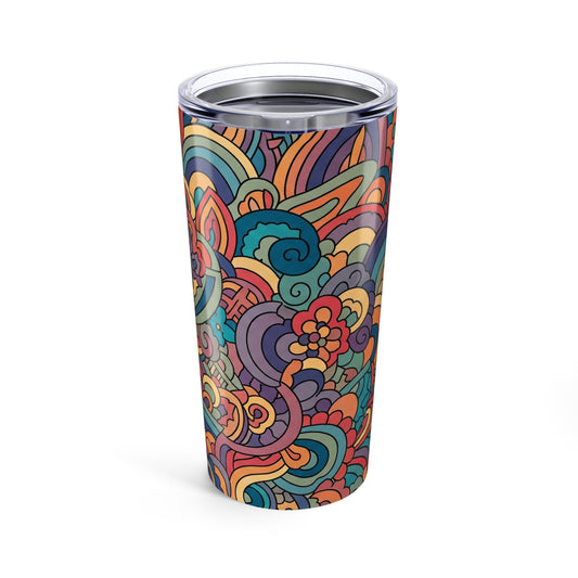 20 Oz Metal Tumbler With Printed Design Double Wall Vacuum Insulated Leak Proof Thermal Travel Coffee Mug For