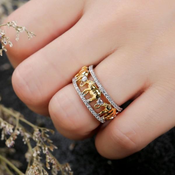Two Tone Diamond Rhinestone Elephant Ring Alloy Color As The Picture Show Sizes 5 11 Fashion Beautiful New New