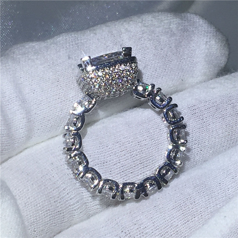 Womens Elegant Alloy Ring With Zircon European Engagement Jewelry Marriage Band Size 5 To 12 Opp Bag Packaging