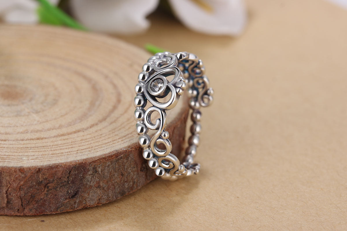 Vintage Copper Crown Ring With Micro Zircon Inlaid Stones For Wedding Or Engagement Gift For Her Classic Jewelry Idea