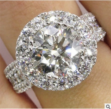 Ladies Flower Ring Gemstone Diamond Accent Alloy Jewelry