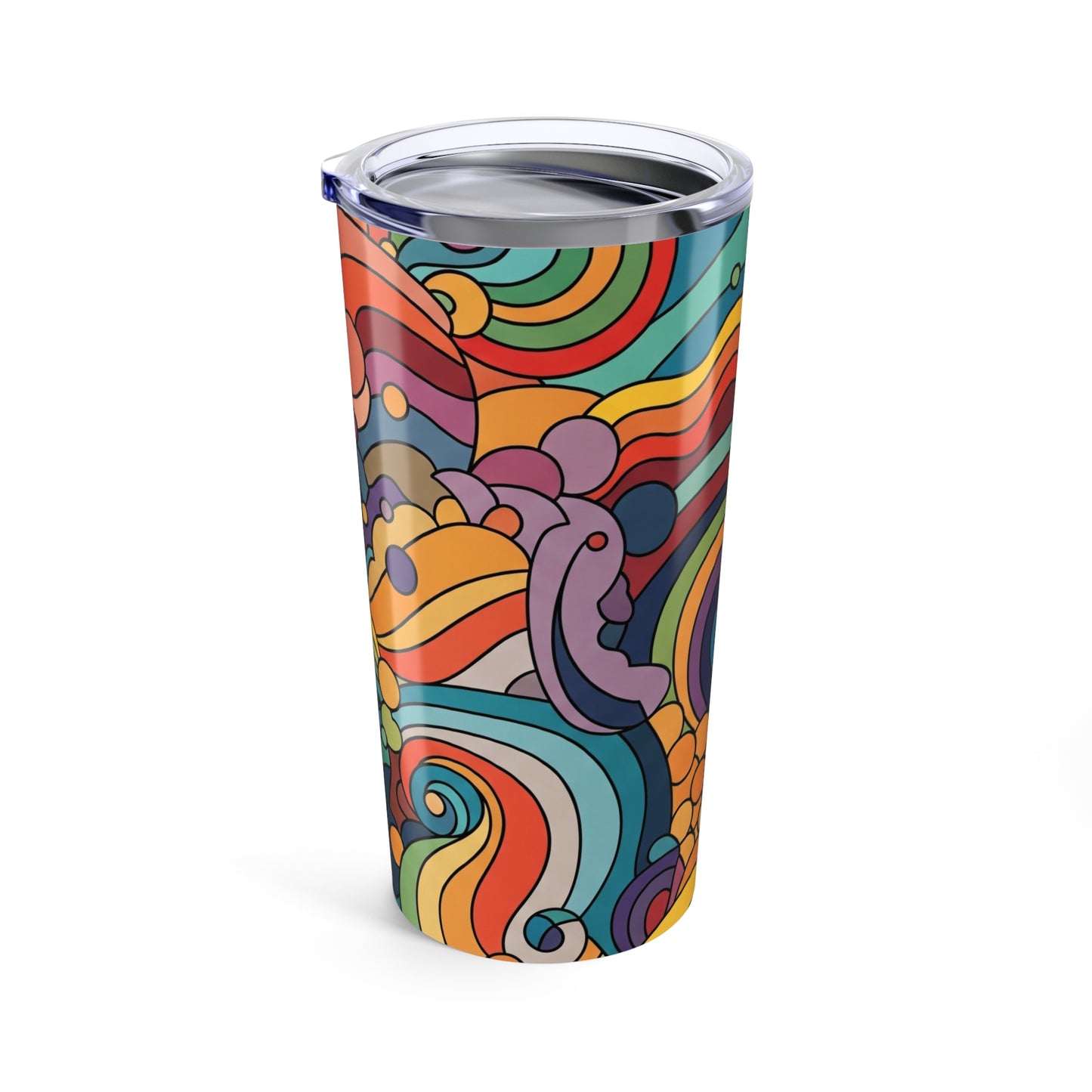 20oz Stainless Steel Tumbler With Printed Artwork Double Wall Vacuum Insulated Leak Proof Hot Cold Drinks Durable