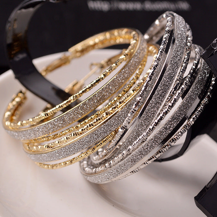 Frosted Alloy Drop Earrings Elegant Dangle Jewelry Gold