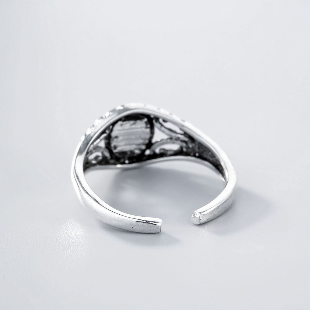 Womens Geometric Wedding Band Ring Fashion Metal Ring With Blue Stone Zinc Alloy Ring Trendy For Wedding Style