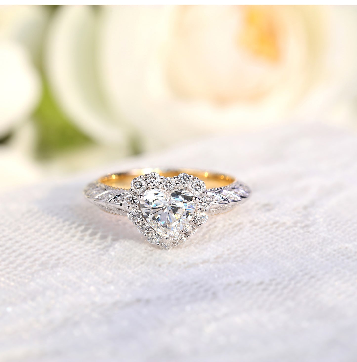 Brass And Stainless Steel Heart Zircon Wedding Ring For Bridal Gift European Style Elegant Wedding Ready Gifts