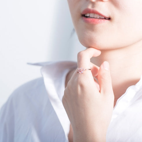 Rose Quartz Ring Adjustable One Size Fits Most 7 To 10 Paw Shaped Stone 925 Silver With Rose Gold Plating Glow
