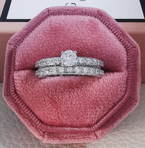 Womens 925 Sterling Silver Ring Zircon Inlay Band For Her Simple Silver Ring Size 5 6 7 8 9 10 Style Band Ring