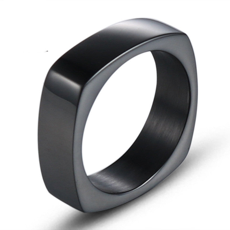 Mens Square Titanium Steel Ring Polished Band For Men Fashion Jewelry Gift For Him Elegant Classic Engagement Ring