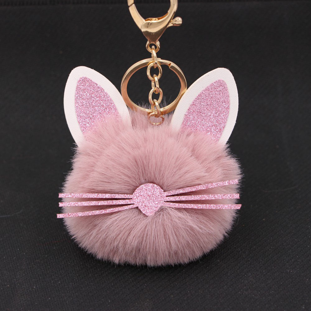 Plush Kitten Keychain Cute Cat Pendant Alloy Key Ring Women Adorable Bag Charm Accessory Trendy Gift Ideas Cat