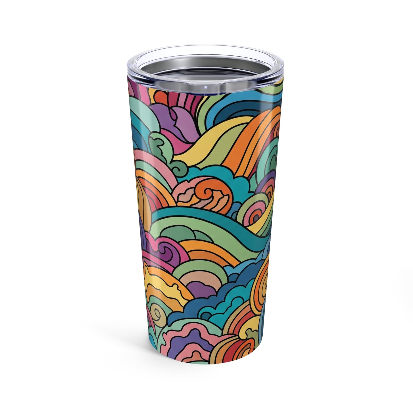 20oz Stainless Steel Printed Design Tumbler With Double Wall Vacuum Insulation Spill Resistant Thermal Coffee Mug