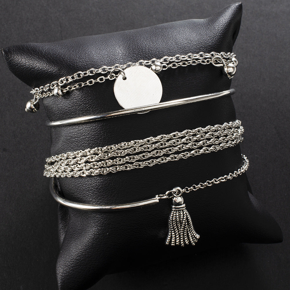 Silver Tassel Bracelet Electroplated Alloy Jewelry Boho Chic Fashion Bangle Elegant Accessory Elegant Gift Art