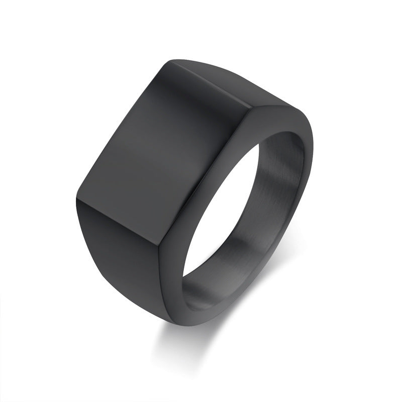 Men's Titanium Steel Ring Geometric Electroplated Rectangular Glossy Band Gift For Him Retro Jewelry Minimalist