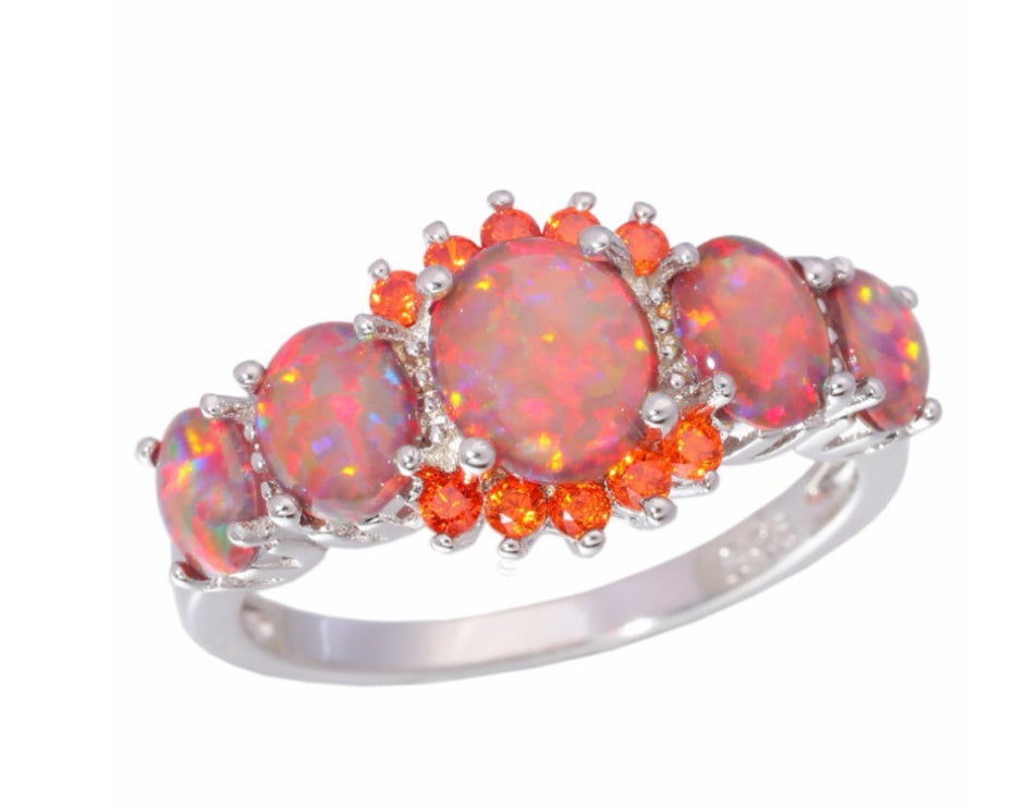 Elegant Opal Ring European Inspired Design Lightweight