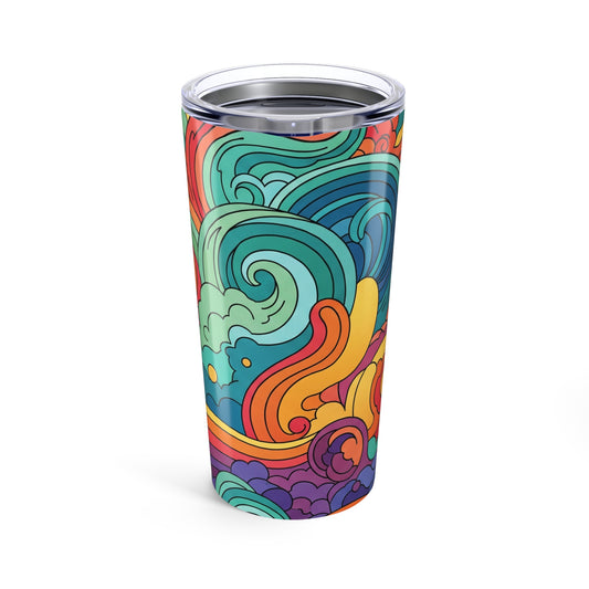 20oz Steel Tumbler With Printed Graphic Double Wall Vacuum Insulation Leak Proof Lid For Hot Or Cold Beverages