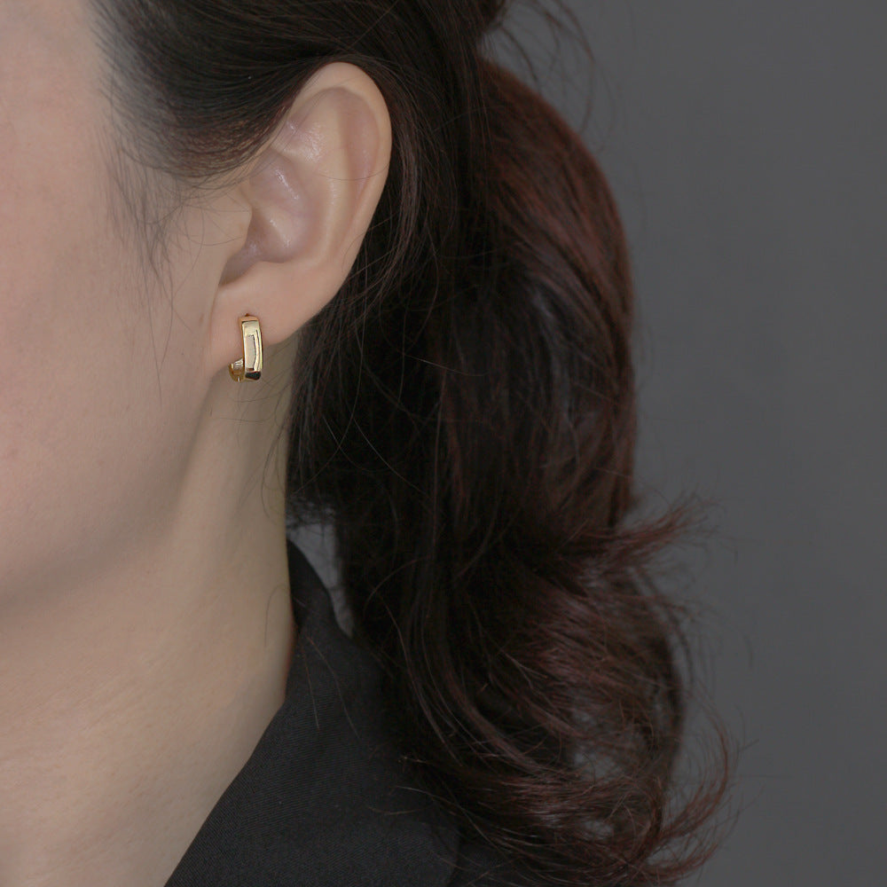 Womens Hoop Earrings Silver Gold Pigment Fashion Jewelry Wide Faces Design Non Inlaid Earrings Gift For Her