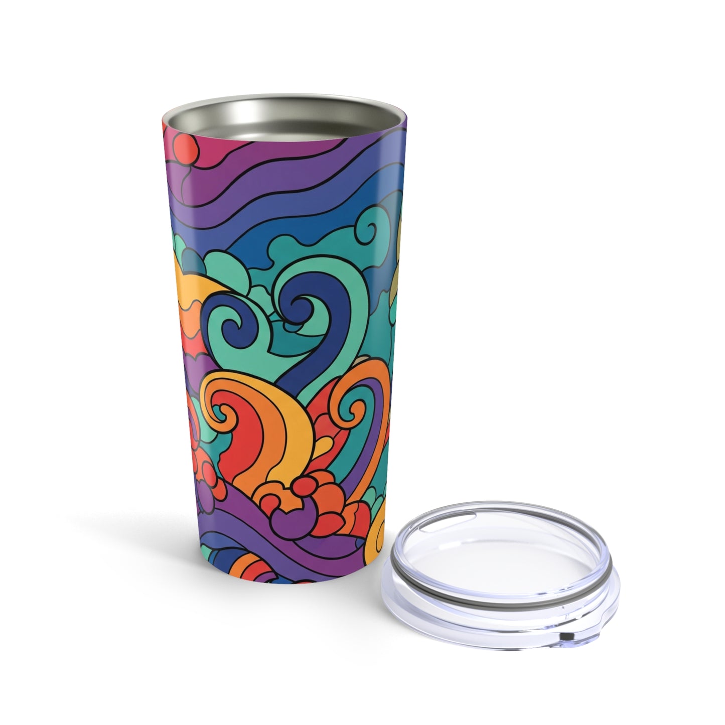 20oz Stainless Steel Tumbler With Printed Design Double Wall Vacuum Insulated Spill Resistant For Hot Or Cold