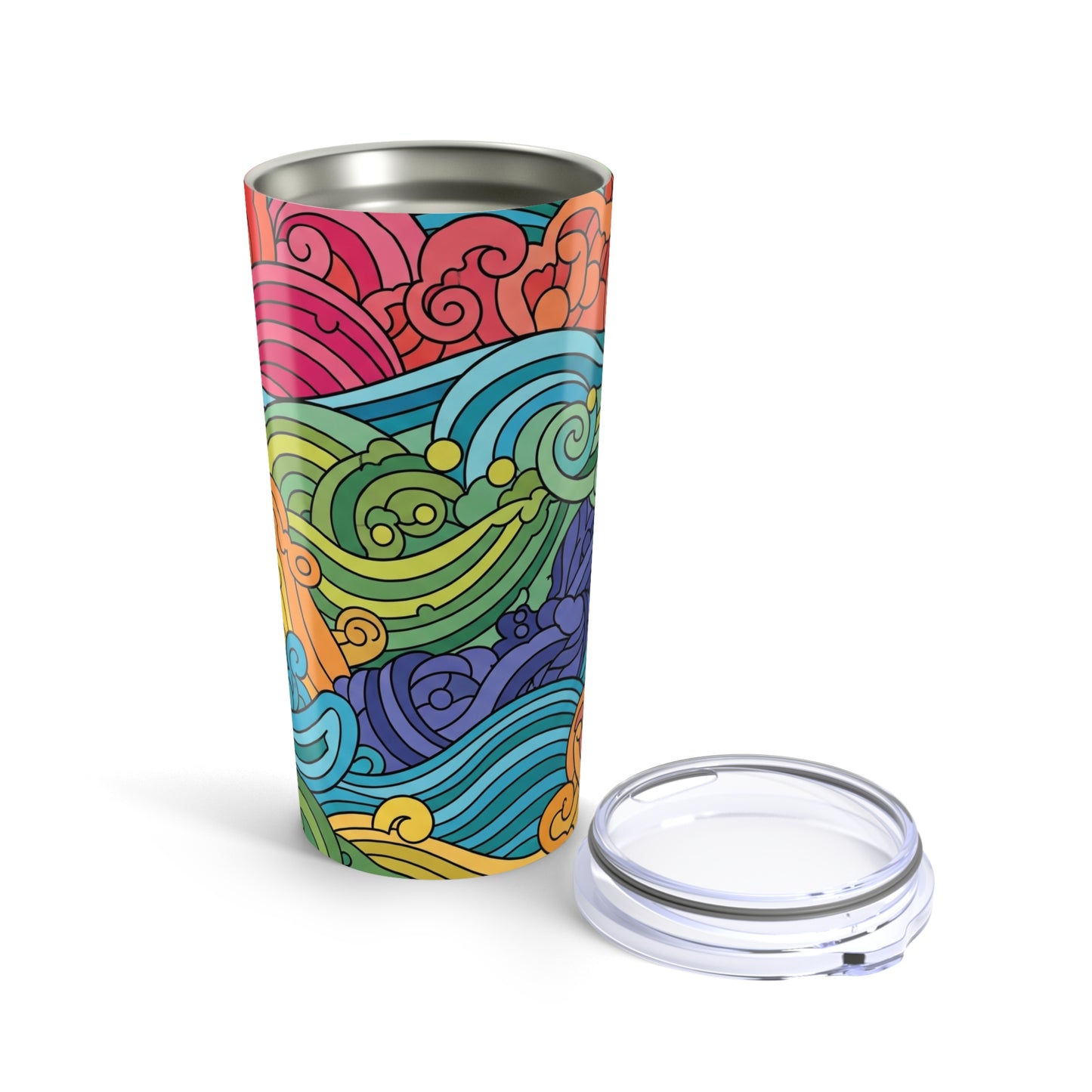 20oz Stainless Steel Tumbler With Printed Pattern Double Wall Insulation Spill Resistant Travel Mug Dishwasher Safe