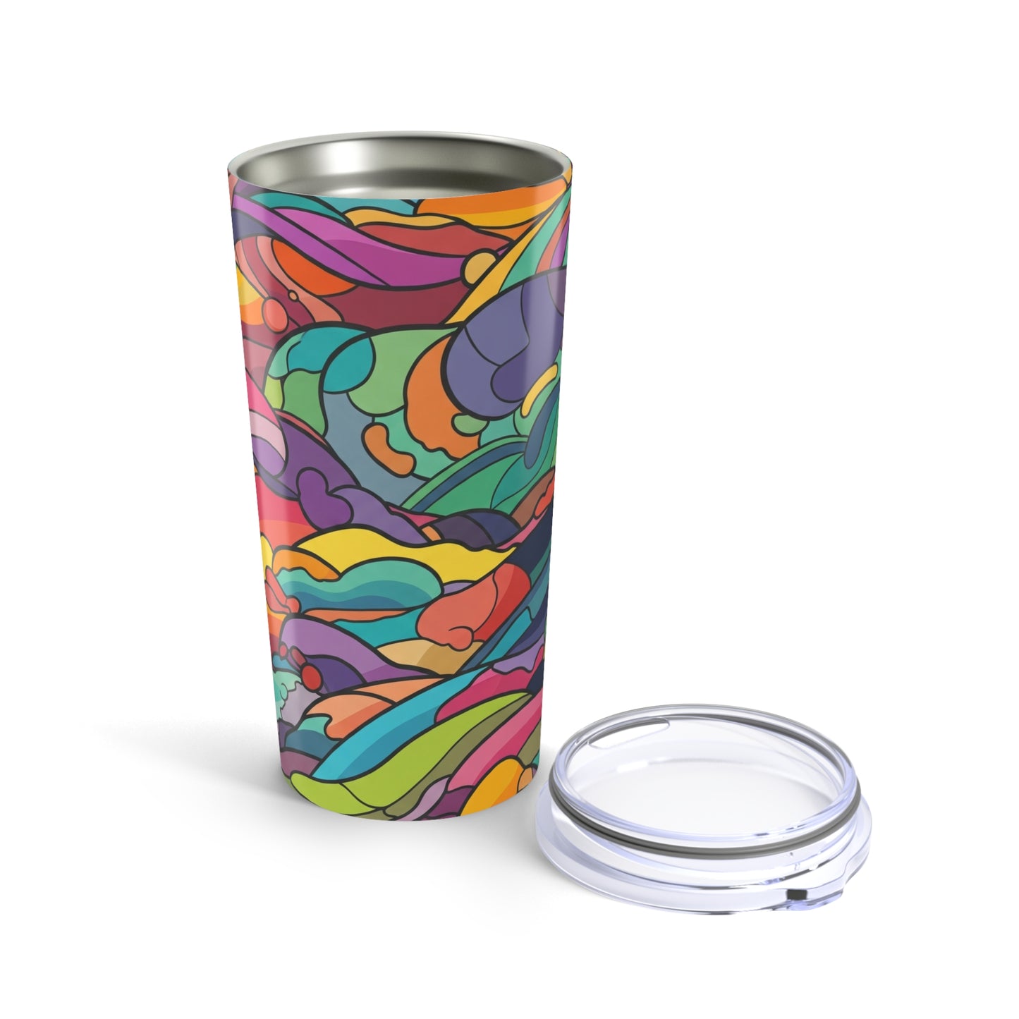 20oz Double Wall Vacuum Insulated Stainless Steel Tumbler With Printed Artwork Spill Resistant Hot Cold Beverage