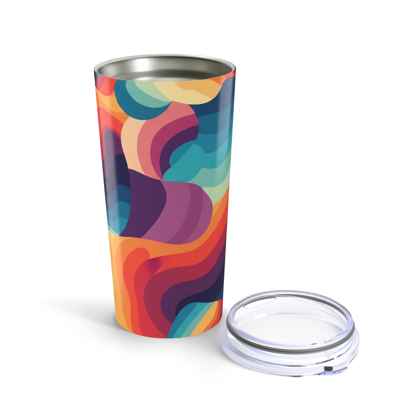 20oz Stainless Steel Tumbler With Double Wall Vacuum Insulation and Spill Resistant Lid Printed Design for Hot and