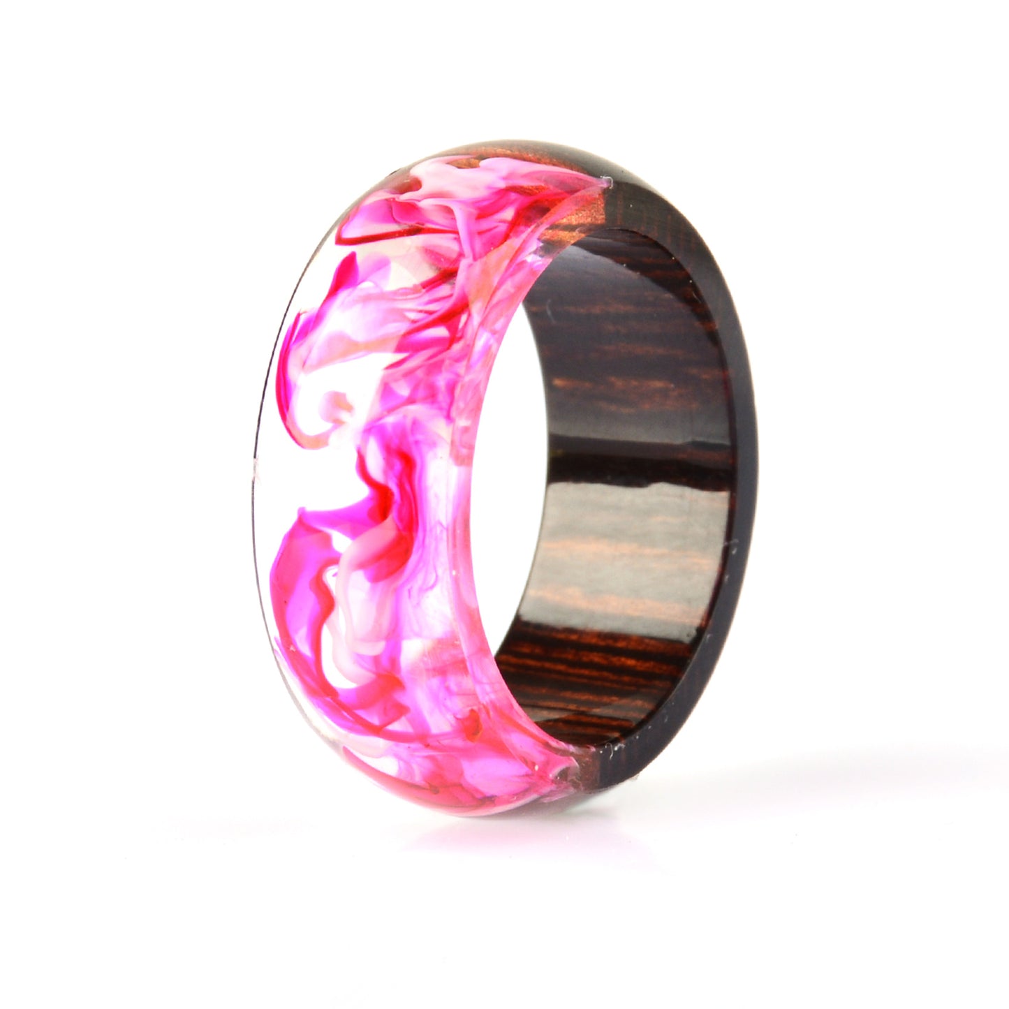 Two Tone Wood Resin Ring Unisex Gold Foil Inlay 17mm 18mm 19mm 20mm 21mm Elegant Unisex Resin Ring Casual Wear