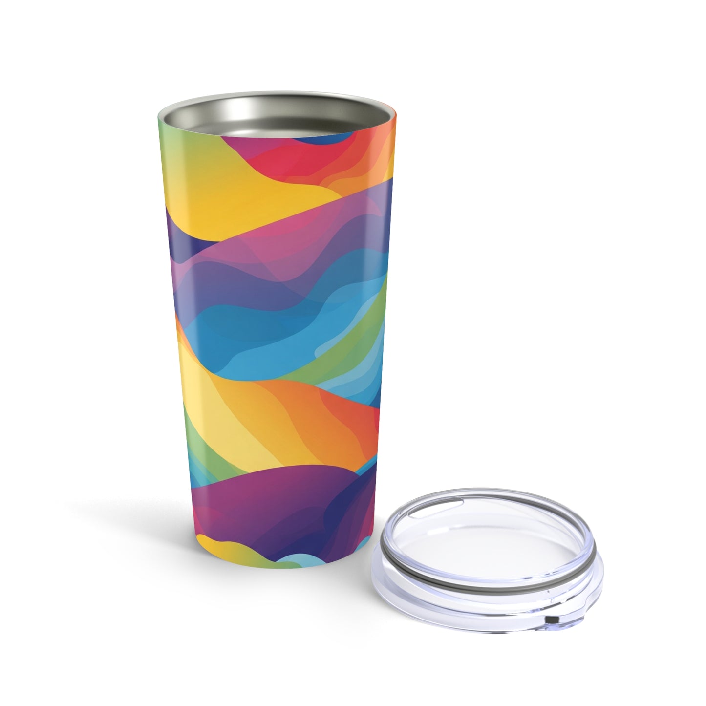 20oz Stainless Steel Travel Mug With Double Wall Vacuum Insulation And Printed Design For Hot And Cold Beverages