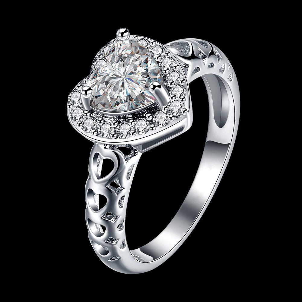 European American Style Couple Ring Platinum Plated Jewelry For Lovers Gift White Gemstone Band Everyday Shine