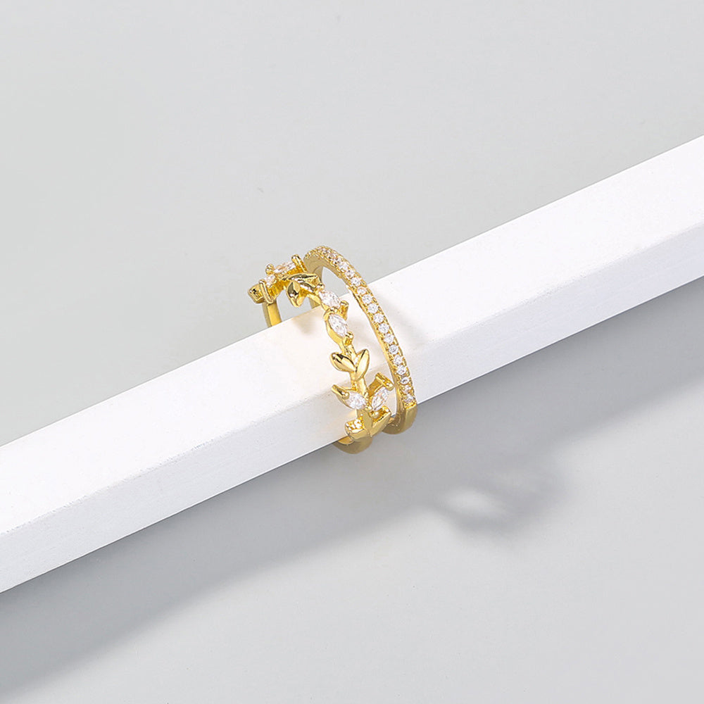 Twigs With Sparkly Zircon Adjustable Ring In Copper With Sparkling Stones Europe And America Style Sparkle Finish