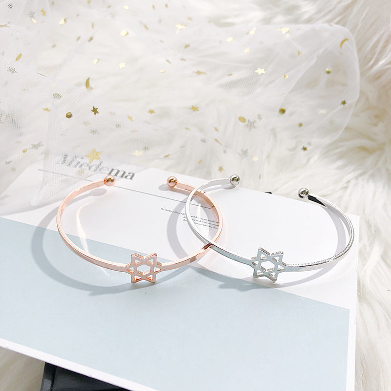 Womens Star Bracelets Plated Alloy Six Pointed Star Bangle Jewelry Charm Bracelet Fashion Everyday Accessories