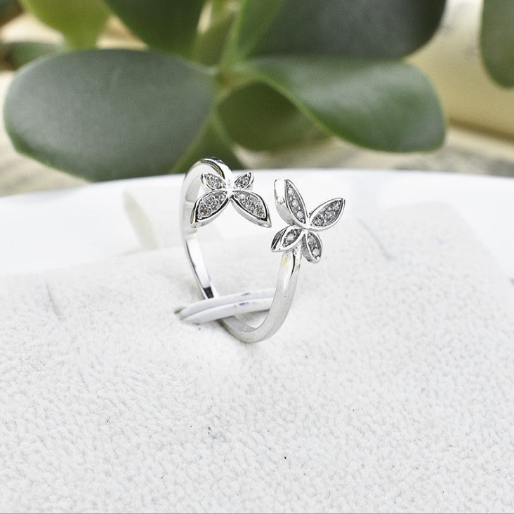 Womens Adjustable Sterling Silver Butterfly Rings Delicate Gemstone Design Gems Gift For Her High Quality Gems