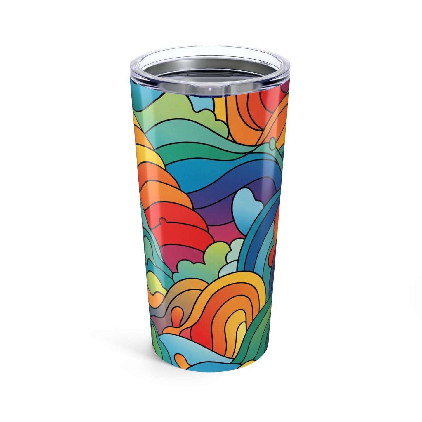 20 Ounce Stainless Steel Tumbler With Double Wall Vacuum Insulation Spill Resistant Travel Mug With Printed Design